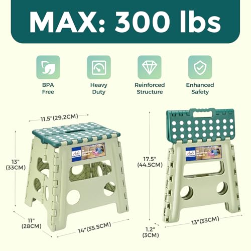 13 Inch Folding Step Stool (Bicolor Green / 13 Inch)