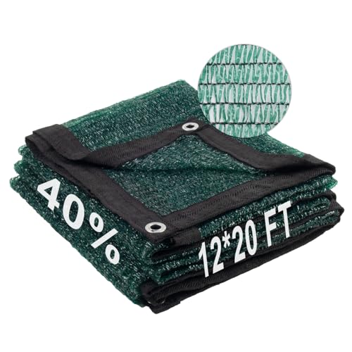 Shade Cloth for Garden (12FTx20FT / 40% Shade-Dark Green)
