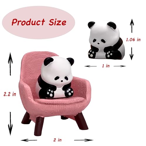 Miniature Panda Figurines Desk Decor (Pink Sofa)