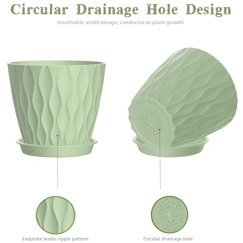 6 Inch Plant Pots (Green / 6inch)