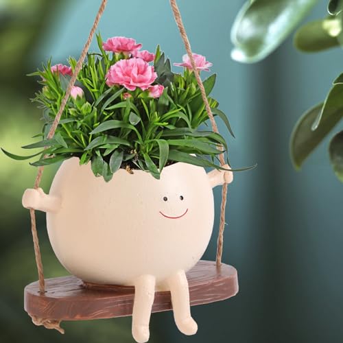 Swing Face Planter Pot Hanging (Khaki / Hanging planters)