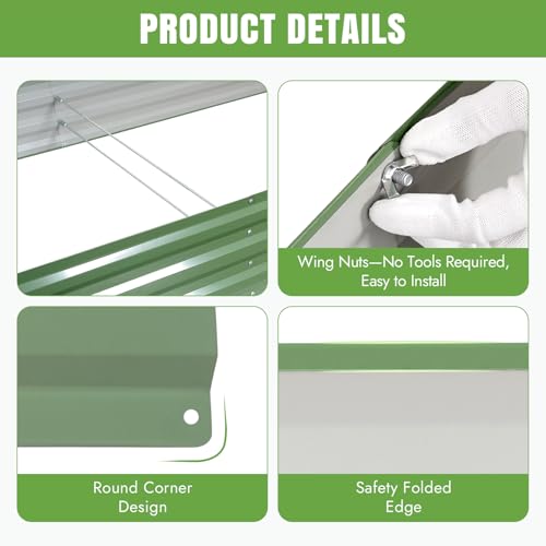 Galvanized Raised Bed (Green / 8x2x1ft(2 pack))
