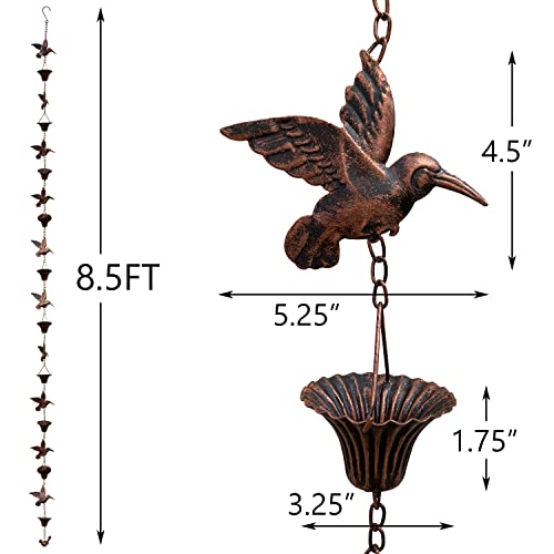 8.5FT Rain Chain (Copper Bird)