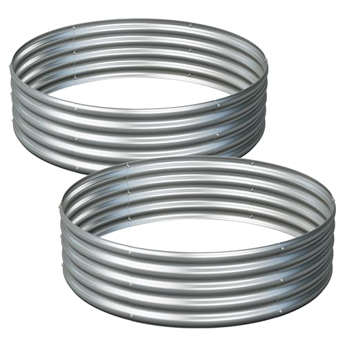 2PCS 4x4x1FT Galvanized Metal Raised Garden Bed (Silver / 4x4x1(2PCS))