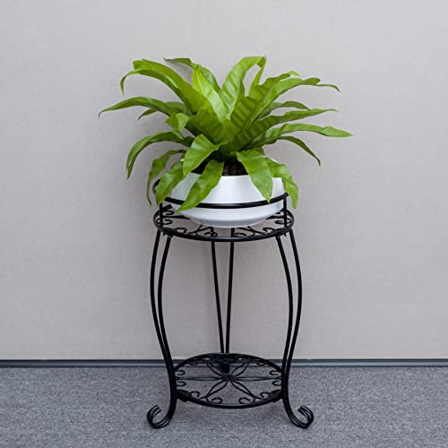 2 Tier Black Metal Plant Stand Indoor Outdoor