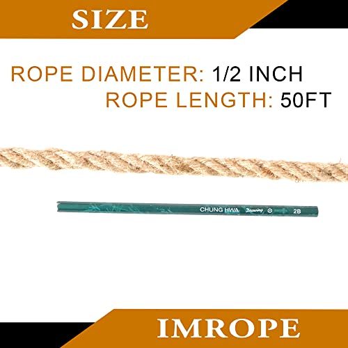 1 2 Inch Diameter Jute Rope (Natural Jute / 13mm x 50 Ft)