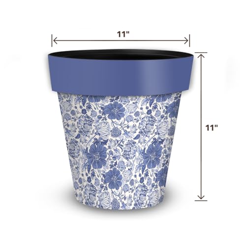 Everyday Planter 11.75 x 11 x 11 Blue and White Floral (B W Floral / Medium)
