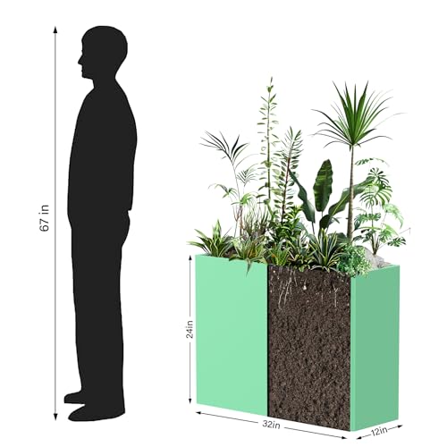 Metal Planter Box with Removable Insert Shelf 32x12x24Inch (Pb32x12x24-green-npc)