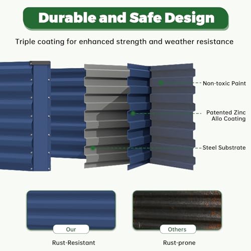 6x3x2ft Outdoor Metal Raised Garden Bed (Blue / 6x3x2 FT-2PC)