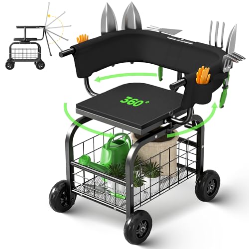 Garden Seat with Wheels (Black)