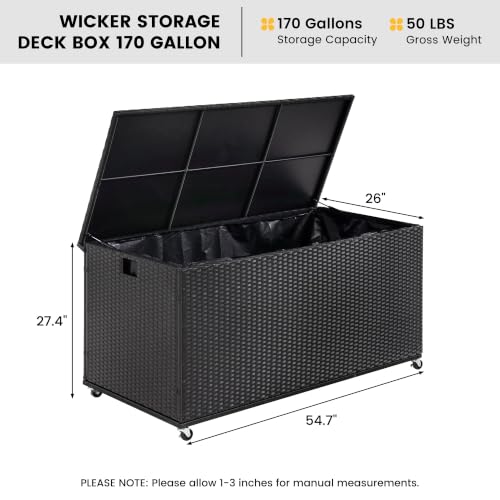 Sundale 170 Gallon Oudoor Deck Box (Black / 170 Gallon)