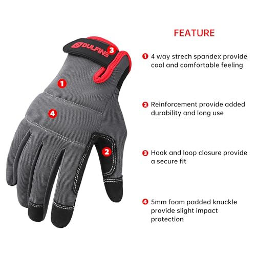 Flex Grip Mechanic 1 Pair Pack Work Gloves for Men Grey S