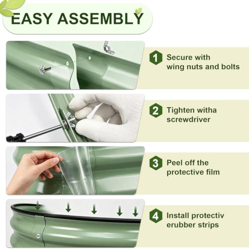 Galvanized Raised Garden Beds Outdoor (Green / 8 x 4 x 1 ft)