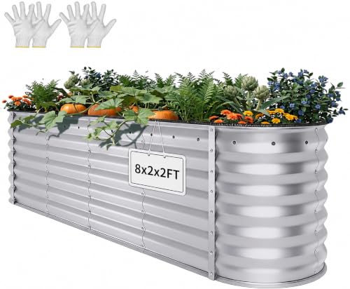 24" Tall 9 in 1 Large Raised Garden Bed Kit (Silver Gray / 8x2x2ft)