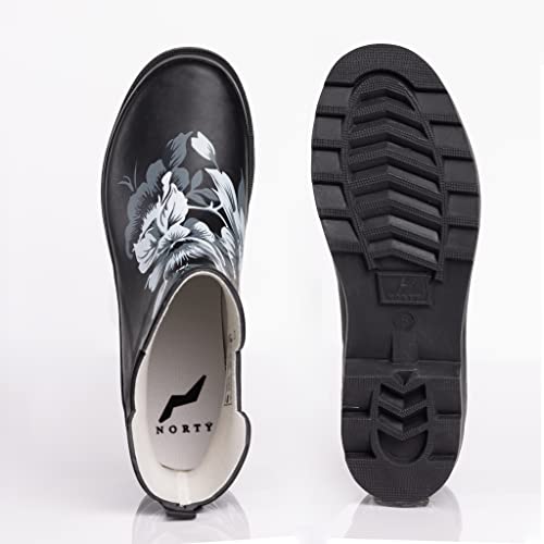 Women's Waterproof Ankle Rain Boots (9 / Black Floral Matte)