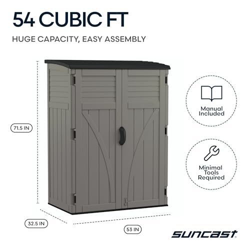 54 Cu Ft Medium Vertical Storage Shed (Stoney)
