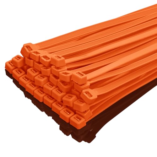 8 Inch Orange Zip Ties Heavy Duty 100 Pack (100 Count)