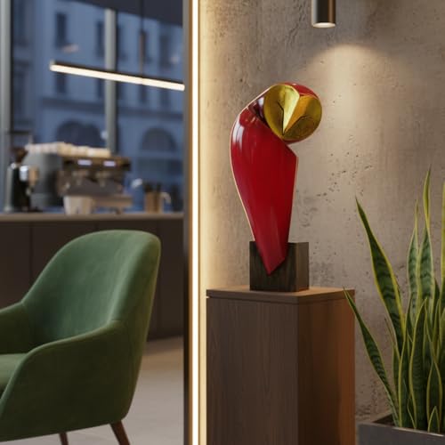 15 Inch Resin Owl Sculpture (Red)