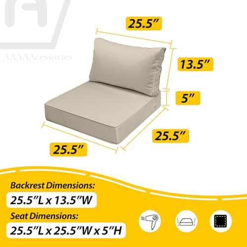 Outdoor Chair Cushions (Khaki Beige / 25.5"x25.5"x5" / 25.5"x13.5")