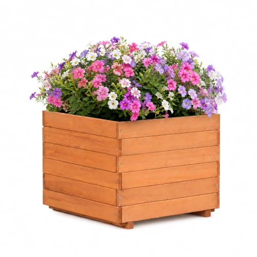23.62" Square Wooden Planter Box (Brown / 23.62"W X 23.62"D X 17.72"H)