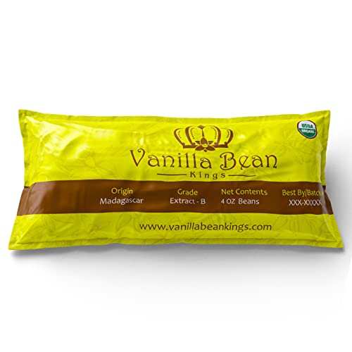 Organic Madagascar Vanilla Beans Whole Grade B Vanilla Pods for Homemade Vanilla Extract and Baking (1 Ounce (Pack of 1))