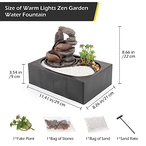 Indoor Water Fountains Tabletop Water Fountain with Warm Light (Style 10)