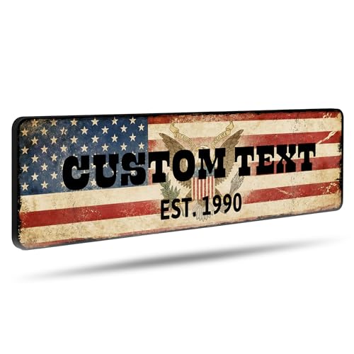 Personalized American Flag Wood Sign with Custom Text (American Flag)