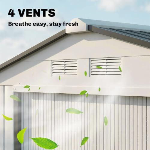 7' x 4' Outdoor Storage Shed Garden Tool Metal Shed White (White / 7' x 4')