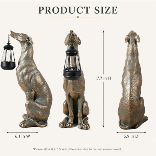Solar Dog Garden Statue (Bronze 17.7in)