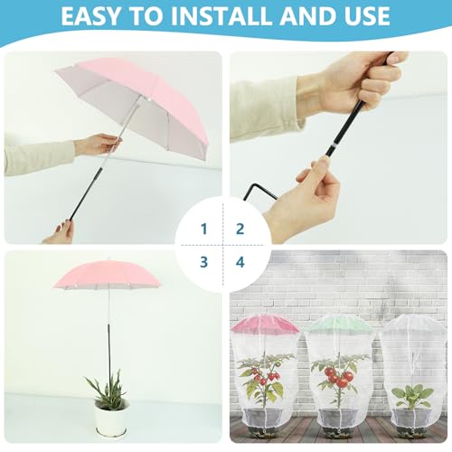3Pcs Plant Umbrellas Net for Outdoor Plants 25" Garden Plant Shade Umbrella (MuliColor-Umbrellas With Net)
