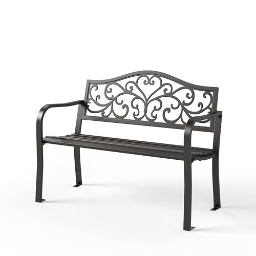43 Inches Outdoor Bench (Black-floral-43.7)
