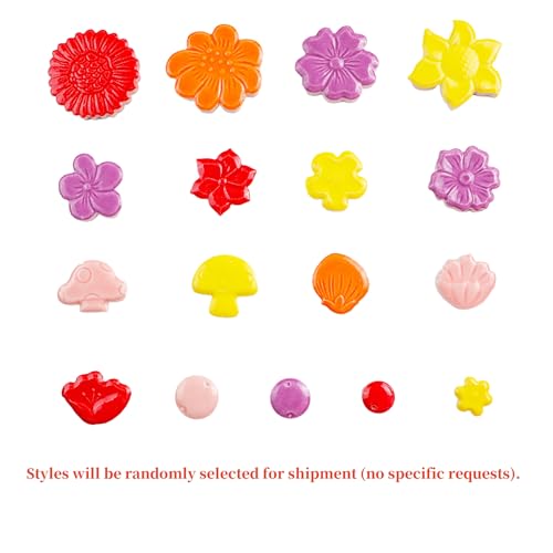 500g 1.1lb Random Color Irregular Ceramics Mosaic Tiles (Flowers + Berries + Mushrooms - Mix Color)