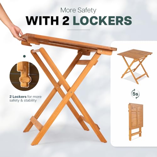 Legolas FSC Acacia Wooden Folding Table for Outdoor & Patio