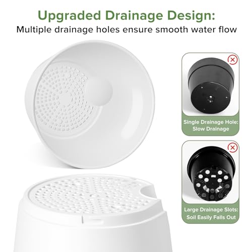 2026 Upgraded Self Watering Plant Pots with Drainage Hole (8-white-upgraded / 8+7+6.5+6+5.5+5+4 inch)