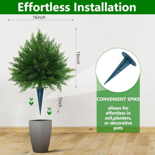 2 Pack Artificial Cypress Topiary Ball Trees 23" with Ground Spike (3d Cedar)