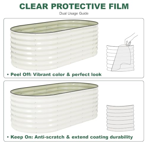 24" Tall Galvanized Raised Garden Bed Outdoor (Pearl White / 6×3×2ft (1 Pack))