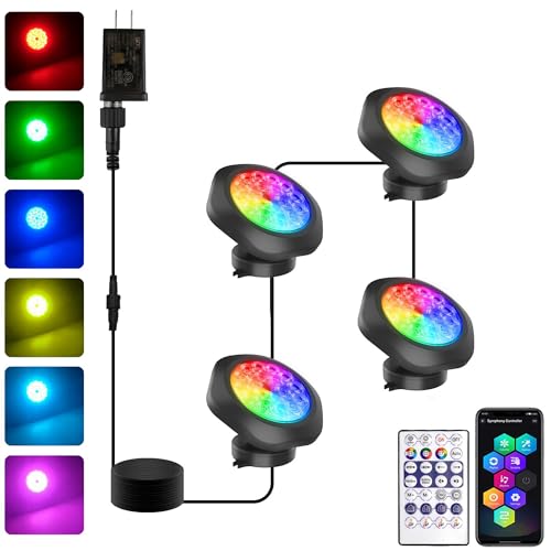 Pond Lights LED Underwater 16M Colors with App and Remote 4 Pack (Set of 4)