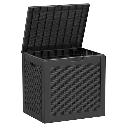 33 Gallon Outdoor Storage Box Waterproof Deck Box for Patio (Black / 33 Gallon)