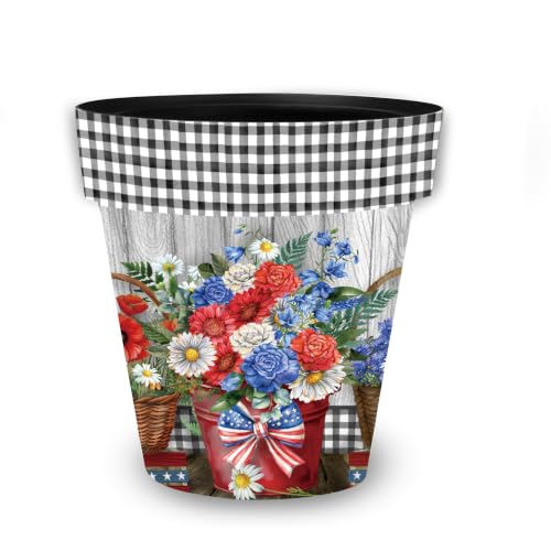 Spring Planter 11.75 x 11 x 11 Red White and Beautiful Medium (Red White / Medium)