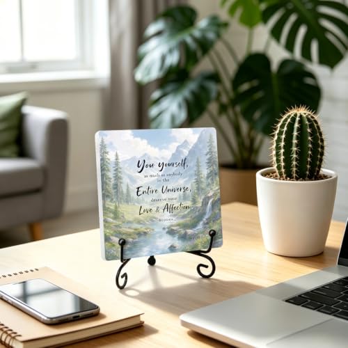 Motivational Quote for Home Office Book Shelf Table Decor 6.3x6.3 Inch 15 (Multicolor 1739 / Wooden sign with iron frame（6.3 x 6.3 inches）)