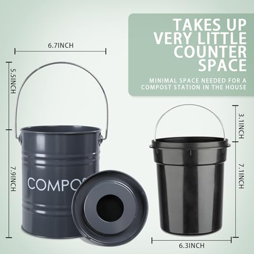 Compost Bin Kitchen Countertop Composter with lid (Gray)