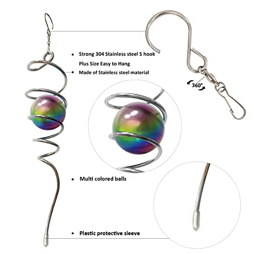 Multi Color Wind Spinner Tail Gazing Ball Spiral Decorative Wind Spinners Sun Catcher Visual Illusion Wind Spinner Stabilizer Indoor Outdoor Garden Decoration (13in / 004-purple Multi Color)