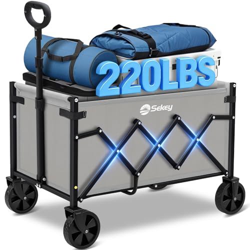 Lightweight Collapsible Wagon (Gray / 220 lbs)