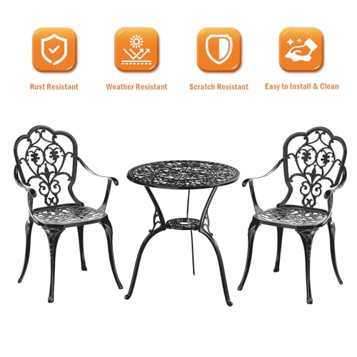 Patio Bistro Set of 2 (Butterfly / Black)