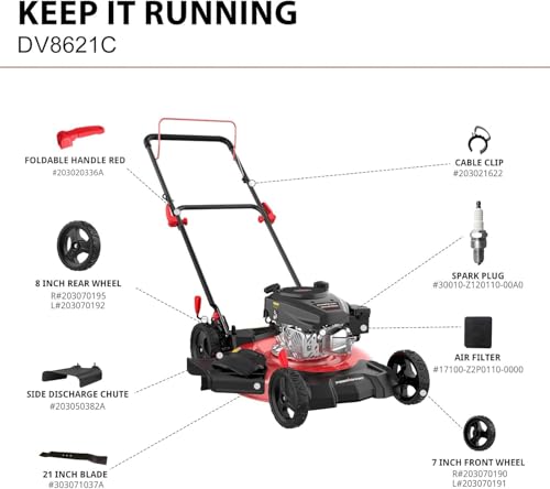 21 Inch Gas Push Lawn Mower with 144cc 4