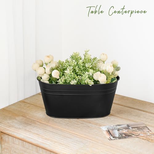 10.5 Inch Metal Hanging Flower Pots 4 Pcs Outdoor Railing Planter Box (4 Count)