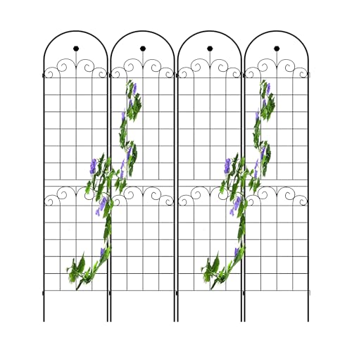 4 Pack Metal Garden Trellis for Climbing Plants (Black C-86.7"H)