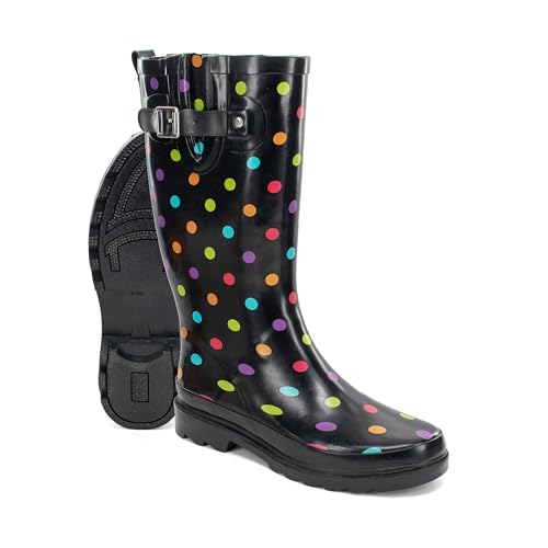 Women's Tall Waterproof Rain Boot (8 / Dot City Black)