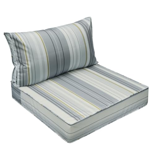 Outdoor Chair Cushions (Ash Blue Harbor Stripe / 23.5"x25.5"x5" / 23.5"x13.5")