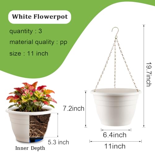 Hanging Planters 11 Inch (Pure White / 11 Inch-3P)